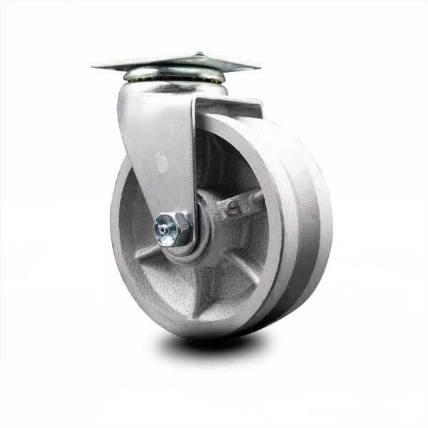 5 Inch V-Groove Semi Steel Cast Iron Wheel Swivel Caster with Roller Bearing SCC